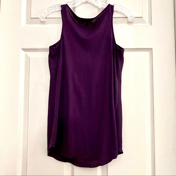 πΈ3/$25 Express Mixed Media Purple Sleeveless Ruffle Blouse Top, Size XS - Picture 8 of 12